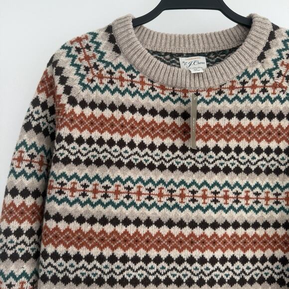 J.Crew Sweater Mens Medium Fair Isle Lambswool Knit Nordic Grandpa Crew Neck - Picture 3 of 16
